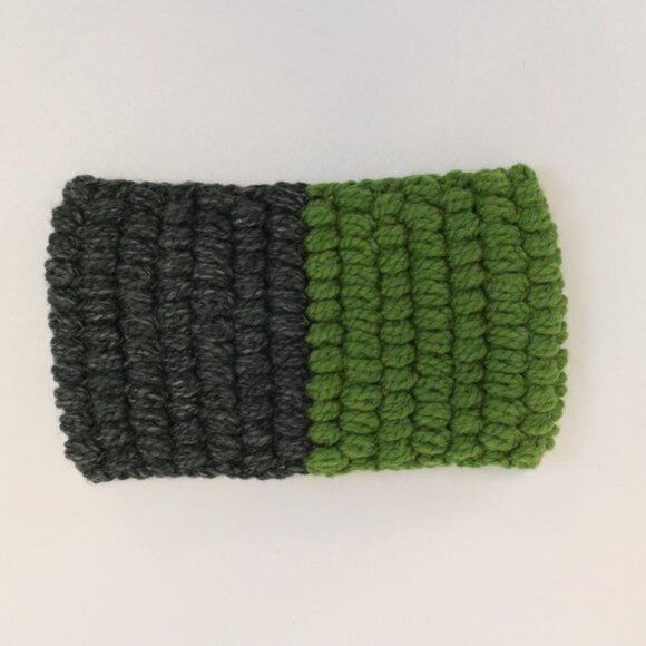 Green & Gray Chunky Cowl Scarf Handmade - Picture 3 of 3